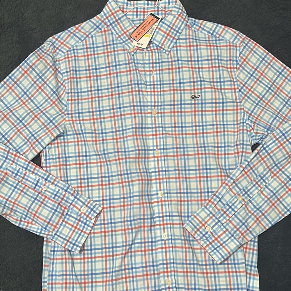 Vineyard Vines Red and Blue Casual Button Down Shirt size m